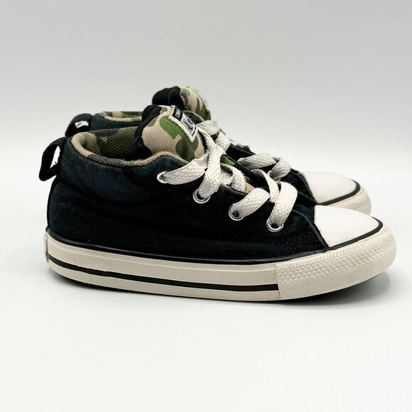 Converse All Star Chuck Taylor Green Camo Hi Top Black Canvas Lace Up Sneakers - - Picture 3 of 10